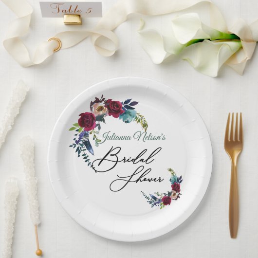 レッドボーホフローラ紙プレート ペーパープレート (ウェディング)