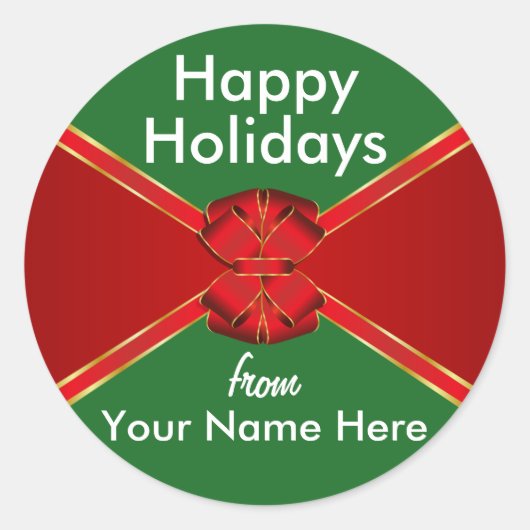レッドボーホリデイズパーソナライズされた ラウンドシール (正面)
