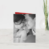 レッドボーホーフローラピーコックダブル中国のシ結婚ーズ サンキューカード (裏面)