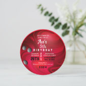 レッドボーリングボール丸レッド誕生日招待状 招待状 (スタンド正面)