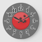 レッドボーリングボール ラージ壁時計 (正面)