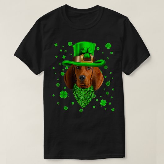 レッドボーンコンハウンドッグSt patricks dayドッグハット Tシャツ (デザイン正面)