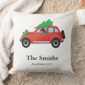 レッドボーンハウンドがクリスマスカーを運転 クッション (ブランケット)