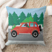 レッドボーンハウンドがクリスマスカーを運転 クッション (ブランケット)