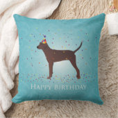 レッドボーンハウンドハッピーバースデーデザイン クッション (ブランケット)