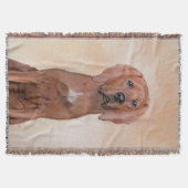 レッドボーン絵画ハウンド – かわいいオリジナルドッグアート スローブランケット (正面)