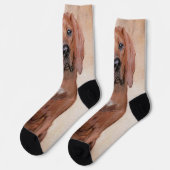 レッドボーン絵画ハウンド – かわいいオリジナルドッグアート ソックス (左)