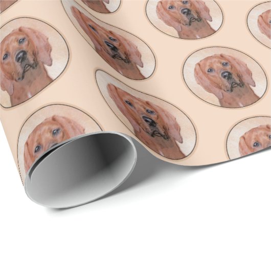 レッドボーン絵画ハウンド – かわいいオリジナルドッグアート ラッピングペーパー (ロールコーナー)