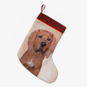 レッドボーン·コ絵画ーンハウンドさん-かわいいオリジナルの犬アート スモールクリスマスストッキング (正面 (吊り時))