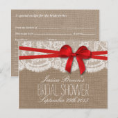 レッドボー素朴ブライダルシャワーレシピカード インビテーションポストカード (正面/裏面)