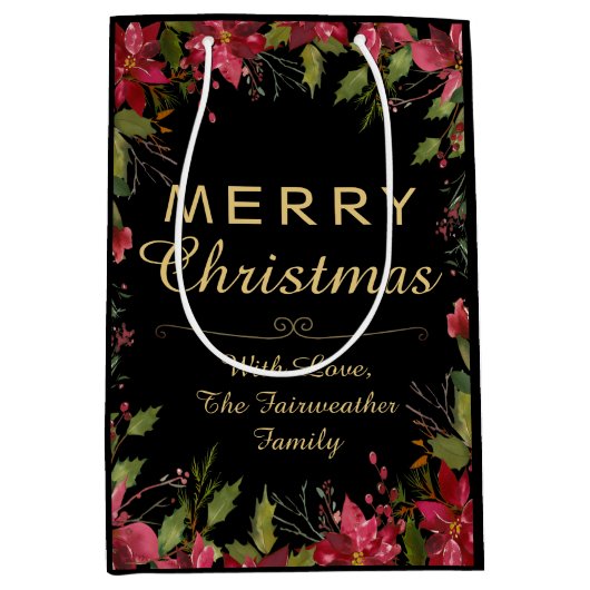 レッドポかわいらしインセッテクラシックィアパーティー ミディアムペーパーバッグ (正面)