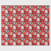 レッドポはっきりしたインセッティア3枚フォトクリスマスホリデー ラッピングペーパー (フラット)