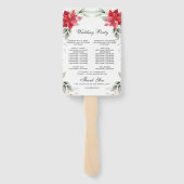 レッドポイエレガントンセチアグリーンリー結婚式 プログラム ハンドファン (裏面)