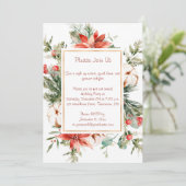 レッドポインセチアとエバーグリーンのクリスマスパーティー 招待状 (スタンド正面)