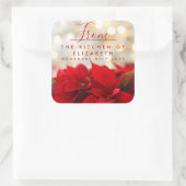 レッドポインセチアとゴールデン《写真》ぼけ味クリスマスキッチン スクエアシール (バッグ)