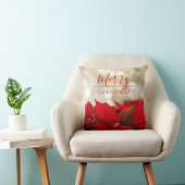 レッドポインセチアとゴールデン《写真》ぼけ味クリスマス クッション (椅子)