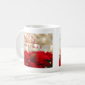 レッドポインセチアとゴールデン《写真》ぼけ味クリスマス コーヒーマグカップ (正面左)