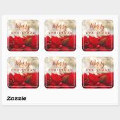 レッドポインセチアとゴールデン《写真》ぼけ味クリスマス スクエアシール (シート)