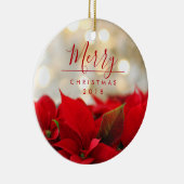 レッドポインセチアとゴールデン《写真》ぼけ味クリスマス セラミックオーナメント (右)