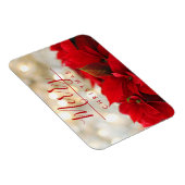 レッドポインセチアとゴールデン《写真》ぼけ味クリスマス マグネット (右側)