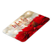 レッドポインセチアとゴールデン《写真》ぼけ味クリスマス マグネット (左側)