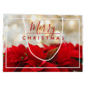 レッドポインセチアとゴールデン《写真》ぼけ味クリスマス ラージペーパーバッグ (裏面)