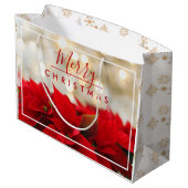 レッドポインセチアとゴールデン《写真》ぼけ味クリスマス ラージペーパーバッグ (裏面アングル)