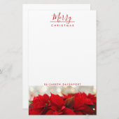 レッドポインセチアとゴールデン《写真》ぼけ味クリスマス 便箋 (正面/裏面)