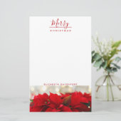 レッドポインセチアとゴールデン《写真》ぼけ味クリスマス 便箋 (スタンド正面)