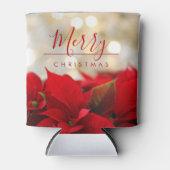 レッドポインセチアとゴールデン《写真》ぼけ味クリスマス 缶クーラー (正面)