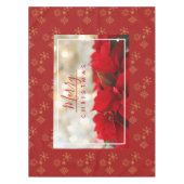 レッドポインセチアとゴールデン《写真》ぼけ味メリークリスマス テーブルクロス (正面)