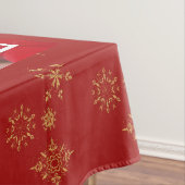 レッドポインセチアとゴールデン《写真》ぼけ味メリークリスマス テーブルクロス (インサイチュ)
