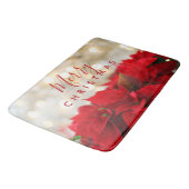 レッドポインセチアとゴールデン《写真》ぼけ味メリークリスマス バスマット (アングル)