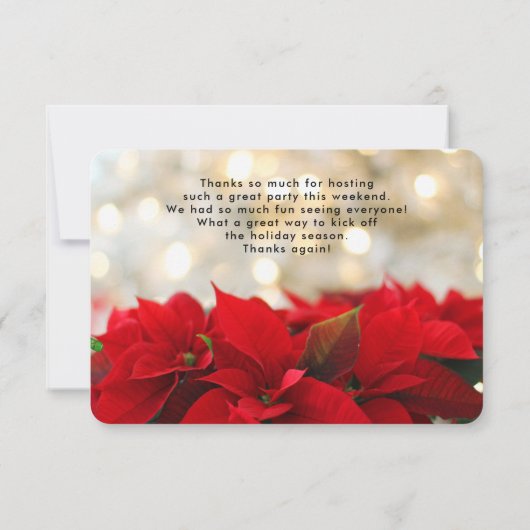 レッドポインセチアとゴールデン《写真》ぼけ味感謝してい サンキューカード (裏面)