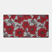 レッドポインセチアとベリー、クリスマスデザイン デスクマット (正面)