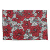 レッドポインセチアとベリー、クリスマスデザイン 枕カバー (裏面-右)