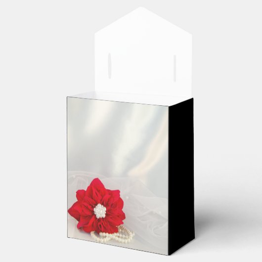 レッドポインセチアとホワイトパール冬の結婚式 フェイバーボックス (オープン)