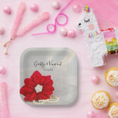 レッドポインセチアと白結婚真珠 ペーパープレート (パーティー)