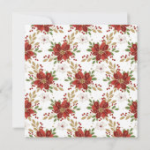 レッドポインセチアと金ゴールドグリッター冬の赤ちゃんシャワー 招待状 (裏面)