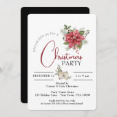 レッドポインセチアのクリスマスパーティー 招待状 (正面/裏面)