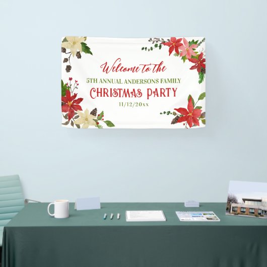 レッドポインセチアのクリスマスファミリー年次パーティー 横断幕 (トレードショー)