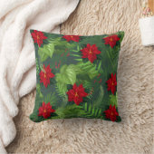 レッドポインセチアのクリスマスフラワー装飾用クッション クッション (ブランケット)