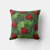 レッドポインセチアのクリスマスフラワー装飾用クッション クッション (裏面)