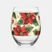 レッドポインセチアのクリスマスフラワー ステムなしワイングラス (裏面)