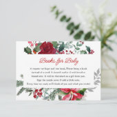 レッドポインセチアのクリスマスベビーシャワー予約リクエスト エンクロージャーカード (スタンド正面)