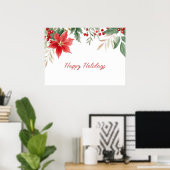 レッドポインセチアのクリスマスホリデーポスター ポスター (ホームオフィス)