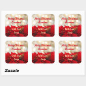 レッドポインセチアカスタム文字フローラクリスマス スクエアシール (シート)