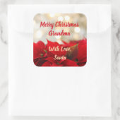 レッドポインセチアカスタム文字フローラクリスマス スクエアシール (バッグ)