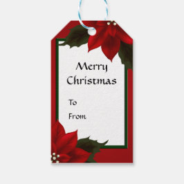 レッドポインセチアクリスマスギフトラベル ギフトタグ