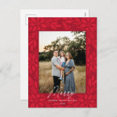 レッドポインセチアクリスマスデザイン シーズンポストカード (正面/裏面)